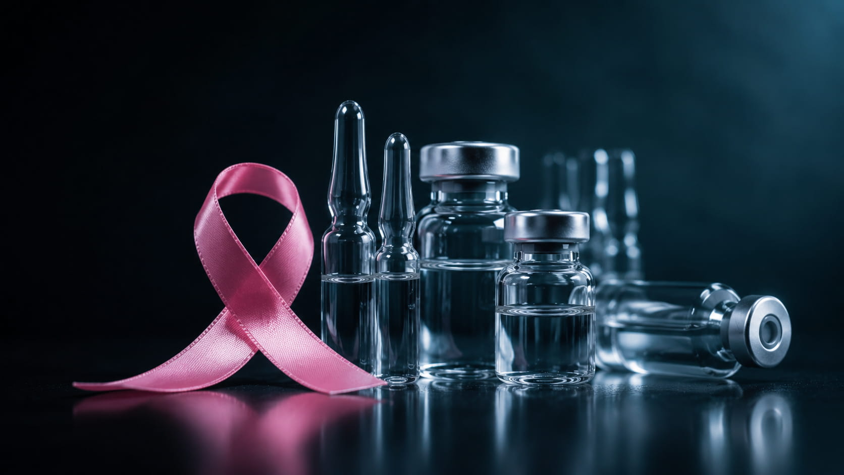 Oncology – awareness ribbon and vials